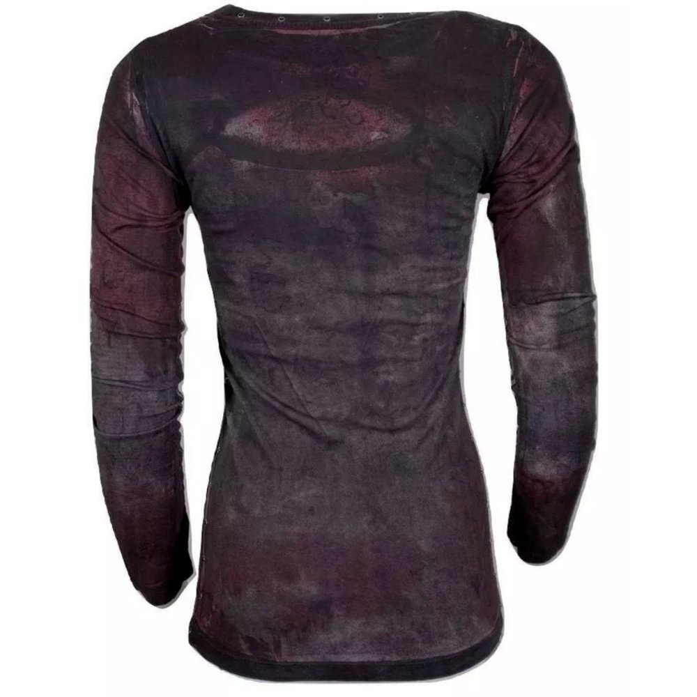 AFFLICTION Women's T-Shirt L/S CYPRESS Tee Biker - Picture 7 of 12